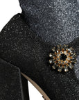 Dolce & Gabbana Black Crystal Mary Janes Booties Shoes