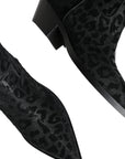 Dolce & Gabbana Black Gray Leopard Cowboy Boots Shoes