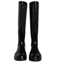 Dolce & Gabbana Black Polka Dot Rubber Knee High Boots Shoes