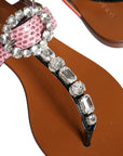 Dolce & Gabbana Multicolor Crystal Sandals Flip Flops Shoes