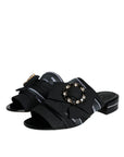 Dolce & Gabbana Black White Crystal Slides Sandals Shoes