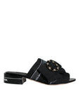 Dolce & Gabbana Black White Crystal Slides Sandals Shoes