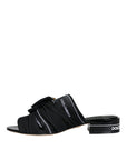 Dolce & Gabbana Black White Crystal Slides Sandals Shoes