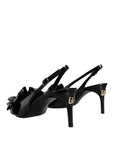 Dolce & Gabbana Black Patent Leather Heels Slingback Shoes