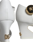 Dolce & Gabbana White Leather Heels Keira Sandals Shoes