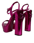 Dolce & Gabbana Fuchsia Leather Platform Logo Keira Sandals Shoes