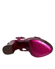 Dolce & Gabbana Fuchsia Leather Platform Logo Keira Sandals Shoes