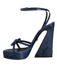 Dolce & Gabbana Blue Leather Ankle Strap Heels Sandals Shoes