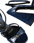 Dolce & Gabbana Blue Leather Ankle Strap Heels Sandals Shoes