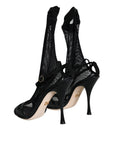 Dolce & Gabbana Black Mesh Stiletto Heels Sandals Shoes