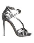 Dolce & Gabbana Silver Keira Leather Heels Sandals Shoes