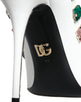 Dolce & Gabbana White Crystals Leather High Heels Pumps Shoes