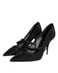 Dolce & Gabbana Black Mesh Mary Jane Crystal Heel Pumps Shoes