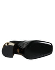 Dolce & Gabbana Black Gold Patent Leather Logo Heels Pumps Shoes