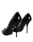 Dolce & Gabbana Black Crystals Leather High Heels Pumps Shoes