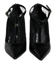 Dolce & Gabbana Black Mesh Patent Leather Heels Pumps Shoes