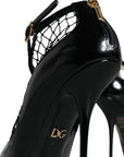 Dolce & Gabbana Black Mesh Patent Leather Heels Pumps Shoes