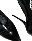 Dolce & Gabbana Black Mesh Patent Leather Heels Pumps Shoes