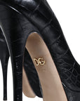 Dolce & Gabbana Black Leather Platform Heels Pumps Shoes