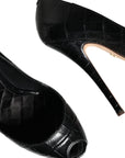 Dolce & Gabbana Black Leather Platform Heels Pumps Shoes