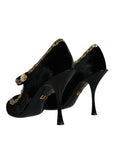 Dolce & Gabbana Black Mary Janes Velvet Gold Pumps Shoes