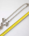 Dolce & Gabbana Silver Brass Clear Crystal Roses Pendants Necklace