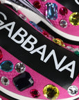 Dolce & Gabbana Pink Sorrento Crystals Low Top Sneakers Shoes