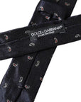 Dolce & Gabbana Dark Blue Fantasy 100% Silk Adjustable Men Tie