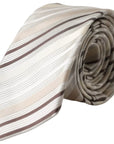 Dolce & Gabbana Beige Stripes Fantasy Silk Adjustable Men Tie