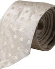 Dolce & Gabbana Beige Dotted Silk Classic Adjustable Men Tie