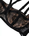 Dolce & Gabbana Black Floral Lace Nylon Balconcino Bra Underwear