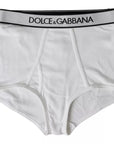 Dolce & Gabbana White Cotton Stretch Branded Logo Underwear