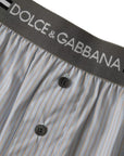 Dolce & Gabbana Gray Stripes Cotton Blend Boxer Shorts Underwear