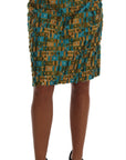 Dolce & Gabbana Elegant Green Jacquard High Waist Skirt