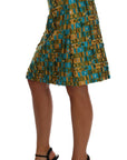 Dolce & Gabbana Elegant Green Jacquard High Waist Skirt