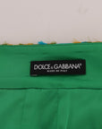Dolce & Gabbana Elegant Green Jacquard High Waist Skirt