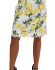 Dolce & Gabbana Lemon Print Fringe Pencil Skirt