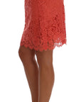 Dolce & Gabbana Orange Macramé Lace Pencil Skirt