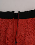 Dolce & Gabbana Orange Macramé Lace Pencil Skirt