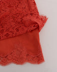 Dolce & Gabbana Orange Macramé Lace Pencil Skirt