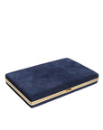 Dolce & Gabbana Blue Suede Gold Frame Clutch Evening Party Purse Bag