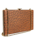 Dolce & Gabbana Brown Leather Gold Frame Clutch Mini Crossbody Bag