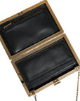 Dolce & Gabbana Brown Leather Gold Frame Clutch Mini Crossbody Bag