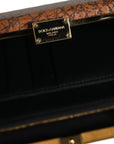 Dolce & Gabbana Brown Leather Gold Frame Clutch Mini Crossbody Bag