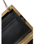 Dolce & Gabbana Brown Leather Gold Frame Clutch Mini Crossbody Bag