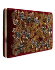 Dolce & Gabbana Red Velvet Gold Frame Clutch Evening Party Purse Bag