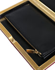 Dolce & Gabbana Red Velvet Gold Frame Clutch Evening Party Purse Bag