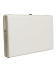 Dolce & Gabbana White Leather Gold Frame Clutch Evening Party Purse Bag