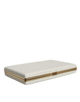 Dolce & Gabbana White Leather Gold Frame Clutch Evening Party Purse Bag