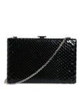 Dolce & Gabbana Black Leather Silver Frame Clutch Mini Crossbody Bag